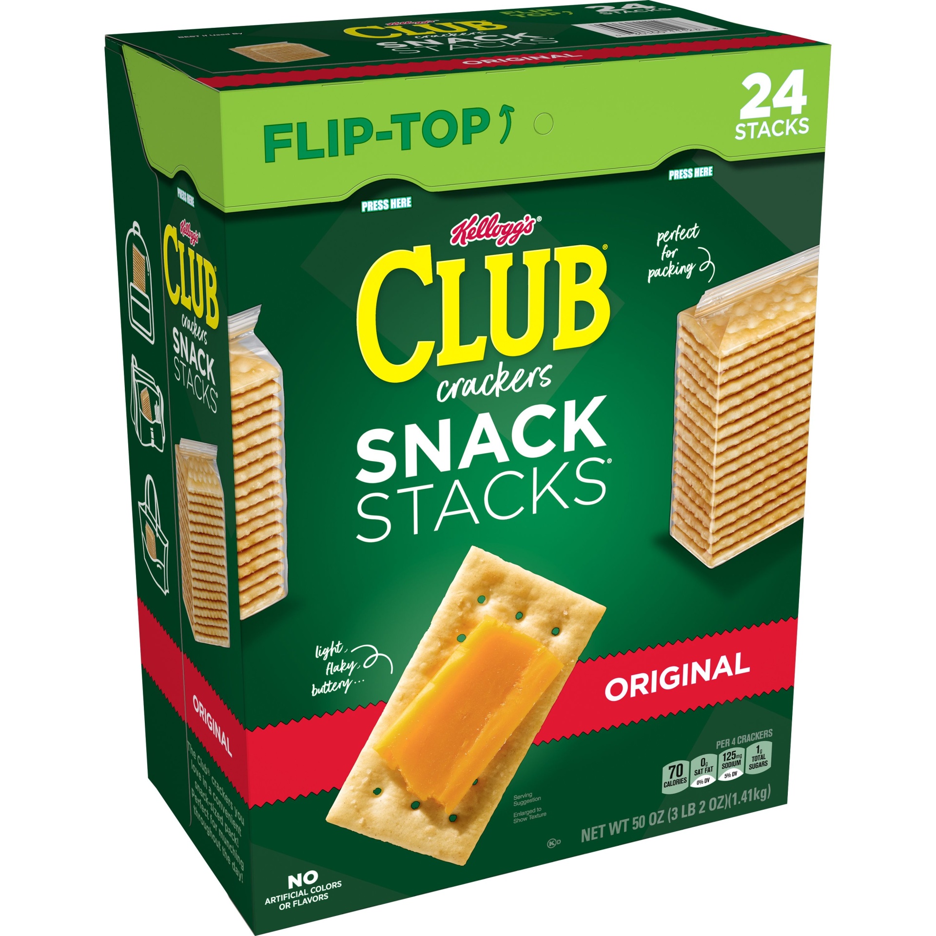 slide 1 of 7, Club Kellogg's Club Crackers Original Snack Stacks Lunch Box Snacks, 50 oz