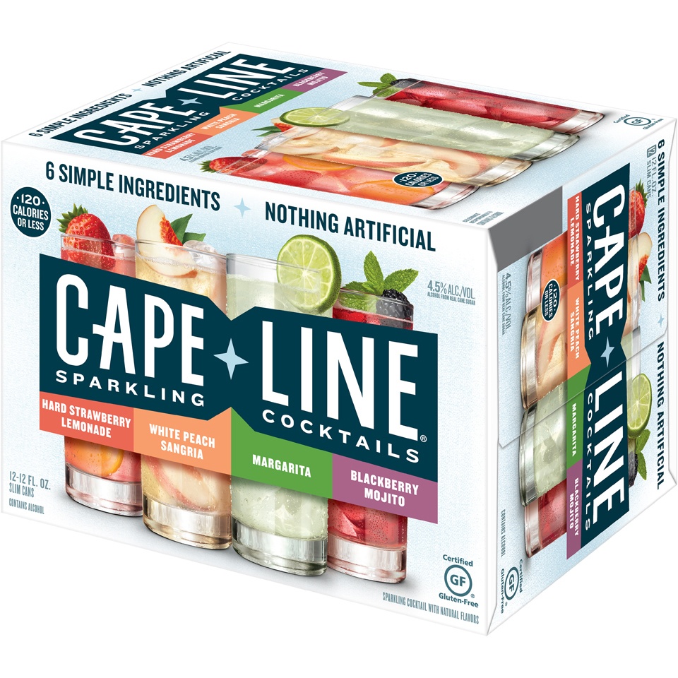 slide 3 of 3, Cape Line Sparkling Cocktails Gluten Free Variety Pack 4.5% Abv In Cans, 12 ct; 12 oz