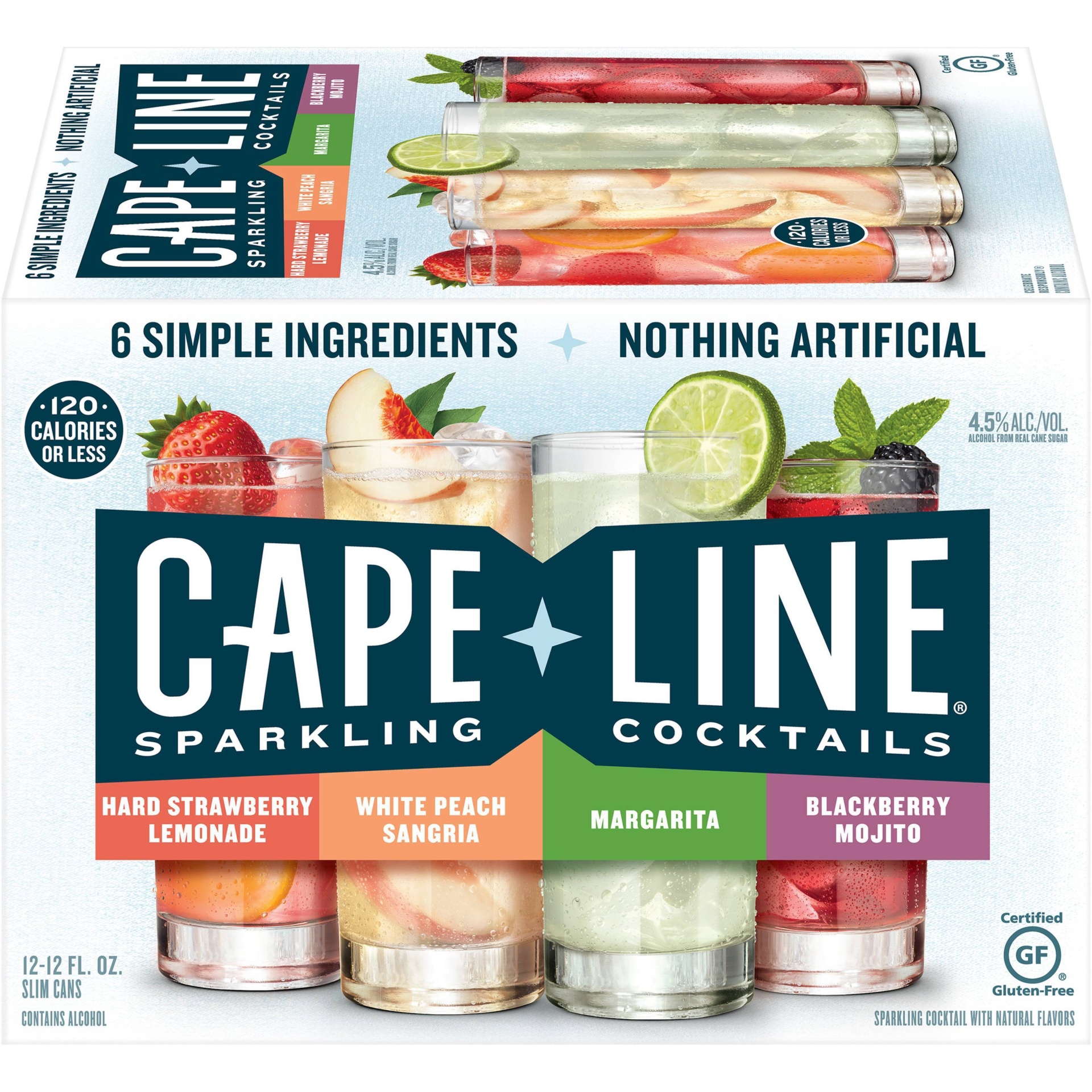 slide 1 of 3, Cape Line Sparkling Cocktails Gluten Free Variety Pack 4.5% Abv In Cans, 12 ct; 12 oz