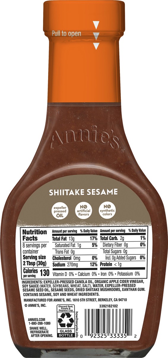 slide 8 of 13, Annie's Shiitake Sesame Vinaigrette 236 ml, 236 ml