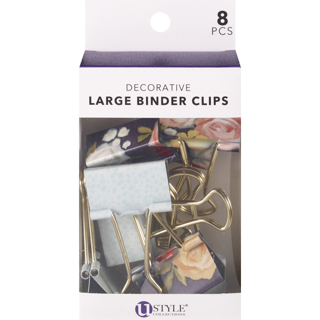 slide 1 of 1, U Style Large Binder Clips 8Ct, 1 ct