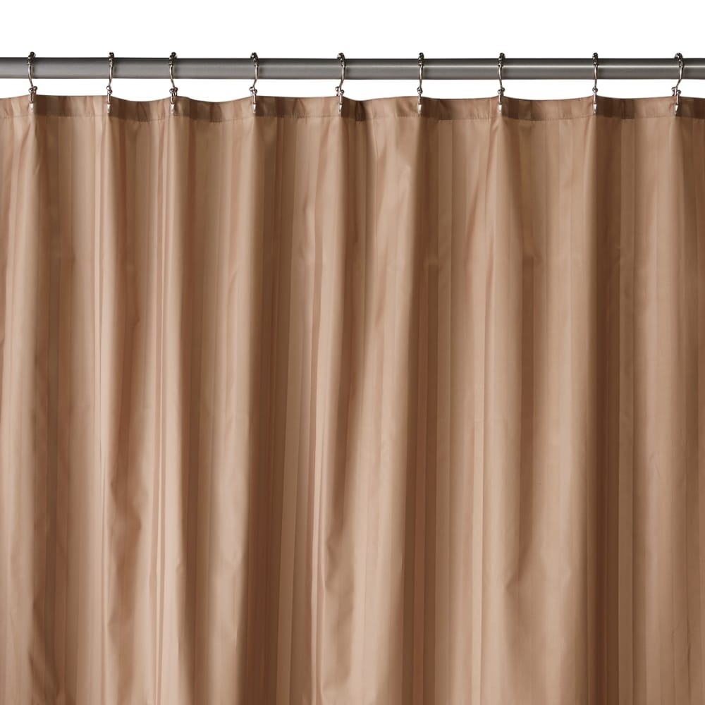 slide 1 of 1, HD Designs Satin Stripe Fabric Shower Curtain - Oxford Tan, 72 in x 72 in