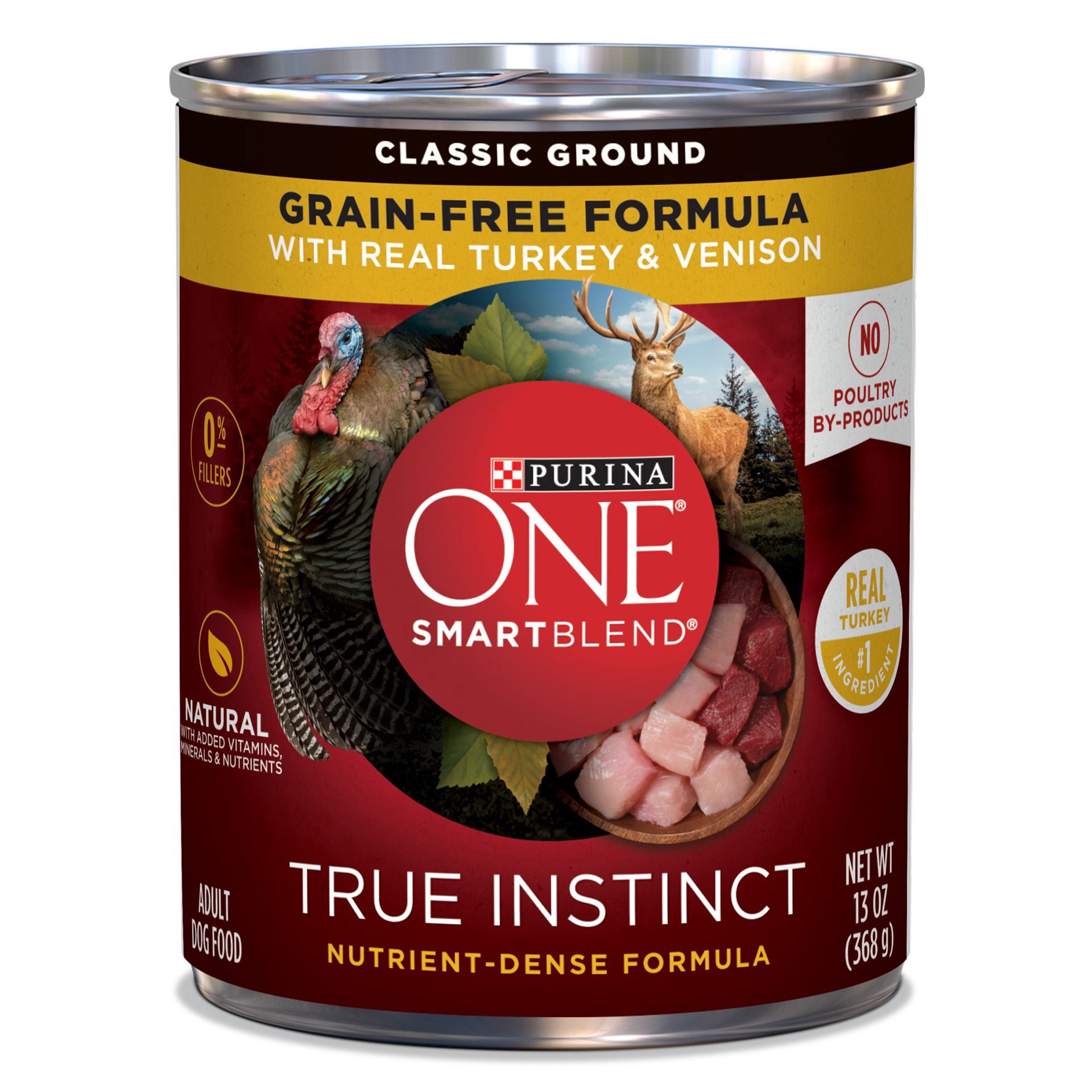 slide 1 of 1, Purina ONE Smartblend True Instinct Adult Dog Food - Turkey & Venison, 13 oz