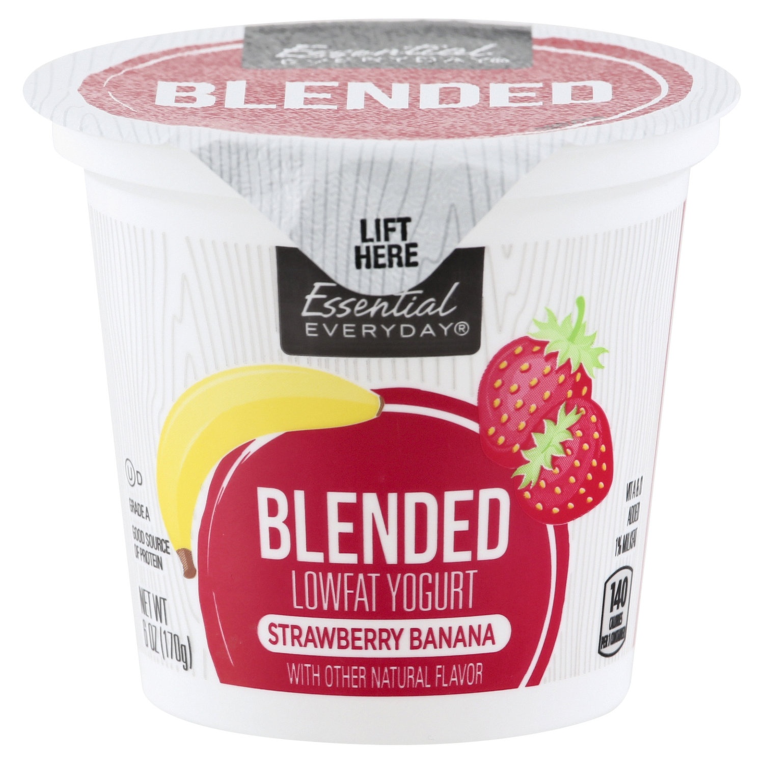 slide 1 of 1, Essential Everyday Yogurt, Low Fat, Strawberry Banana, Blended, 6 oz