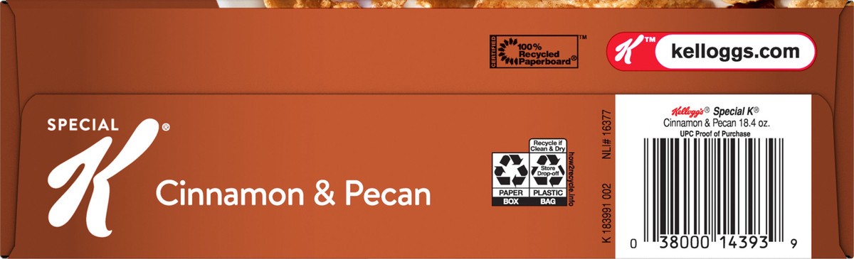 slide 5 of 7, Special K Kellogg''s Special K Breakfast Cereal, 11 Vitamins and Minerals, Made with Real Pecans, Family Size, Cinnamon and Pecan, 18.4oz Box, 1 Box, 18.4 oz