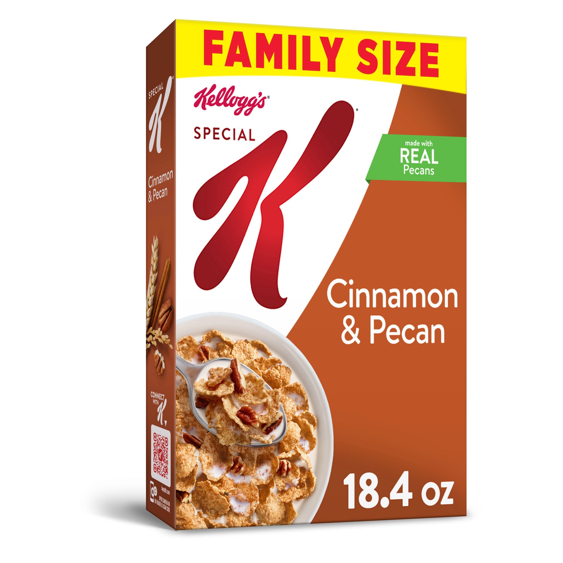 slide 1 of 7, Special K Kellogg''s Special K Breakfast Cereal, 11 Vitamins and Minerals, Made with Real Pecans, Family Size, Cinnamon and Pecan, 18.4oz Box, 1 Box, 18.4 oz