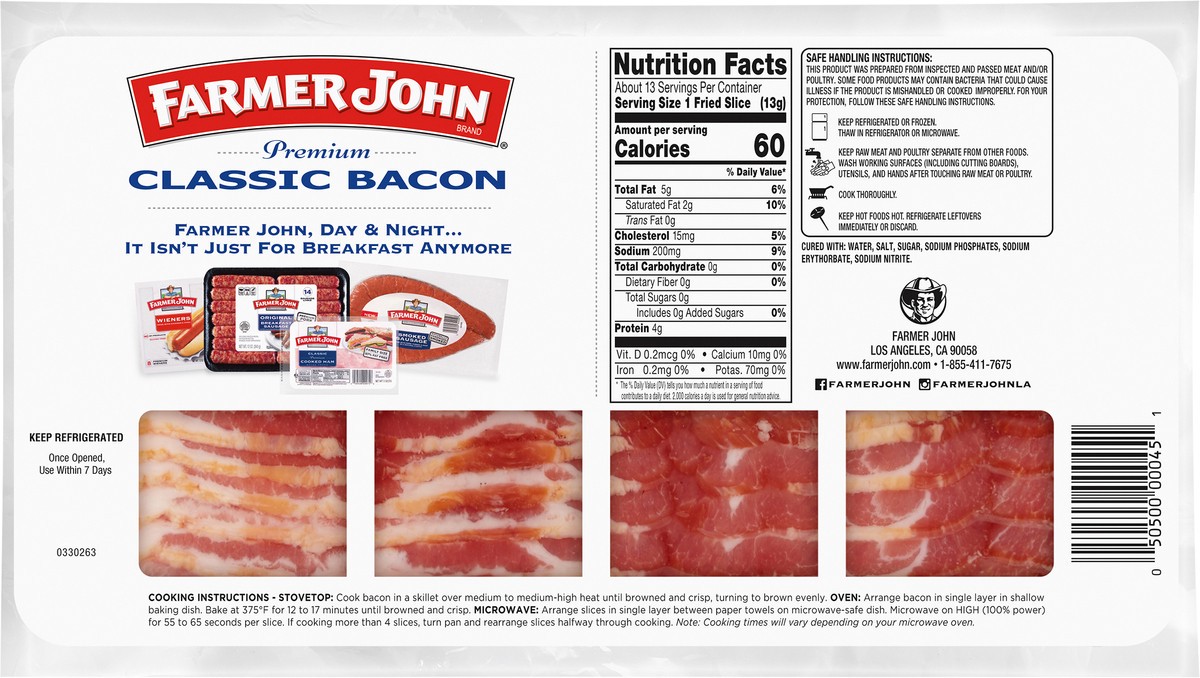 slide 2 of 3, Farmer John Naturally Hardwood Smoked Classic Bacon, 
