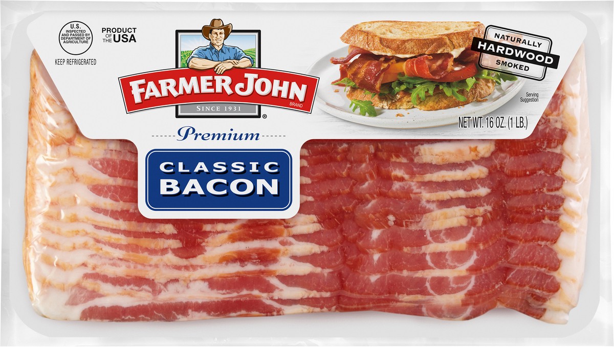 slide 3 of 3, Farmer John Naturally Hardwood Smoked Classic Bacon, 