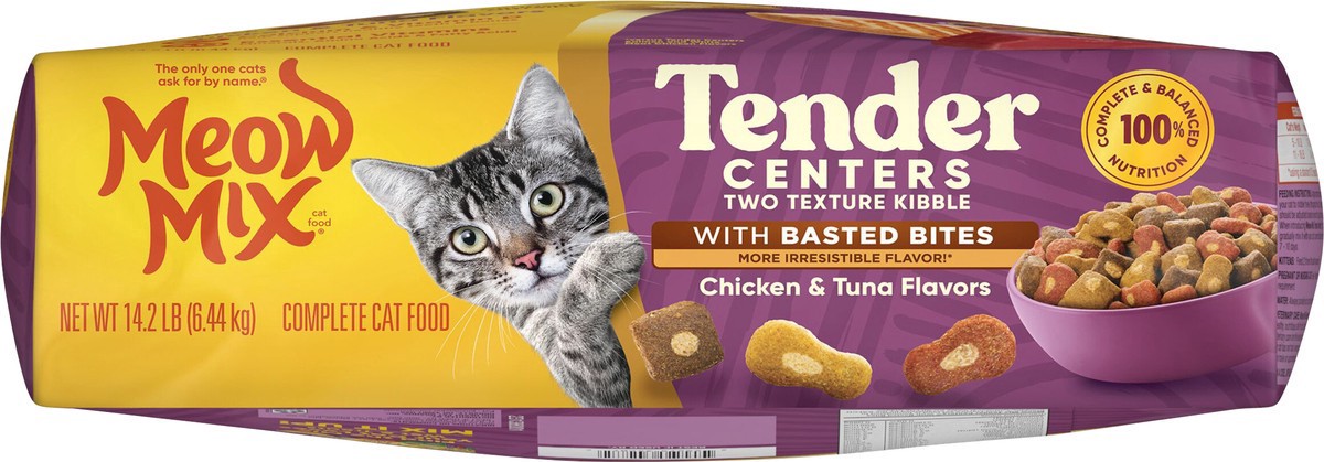 slide 5 of 14, Meow Mix Tender Centers with Basted Bites Chicken and Tuna 14.2 lb, 13.5 lb