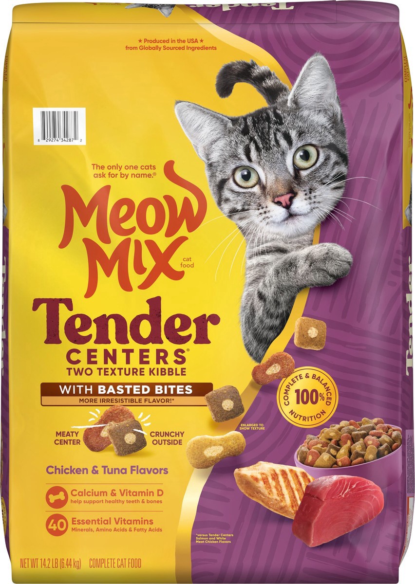 slide 6 of 14, Meow Mix Tender Centers with Basted Bites Chicken and Tuna 14.2 lb, 13.5 lb