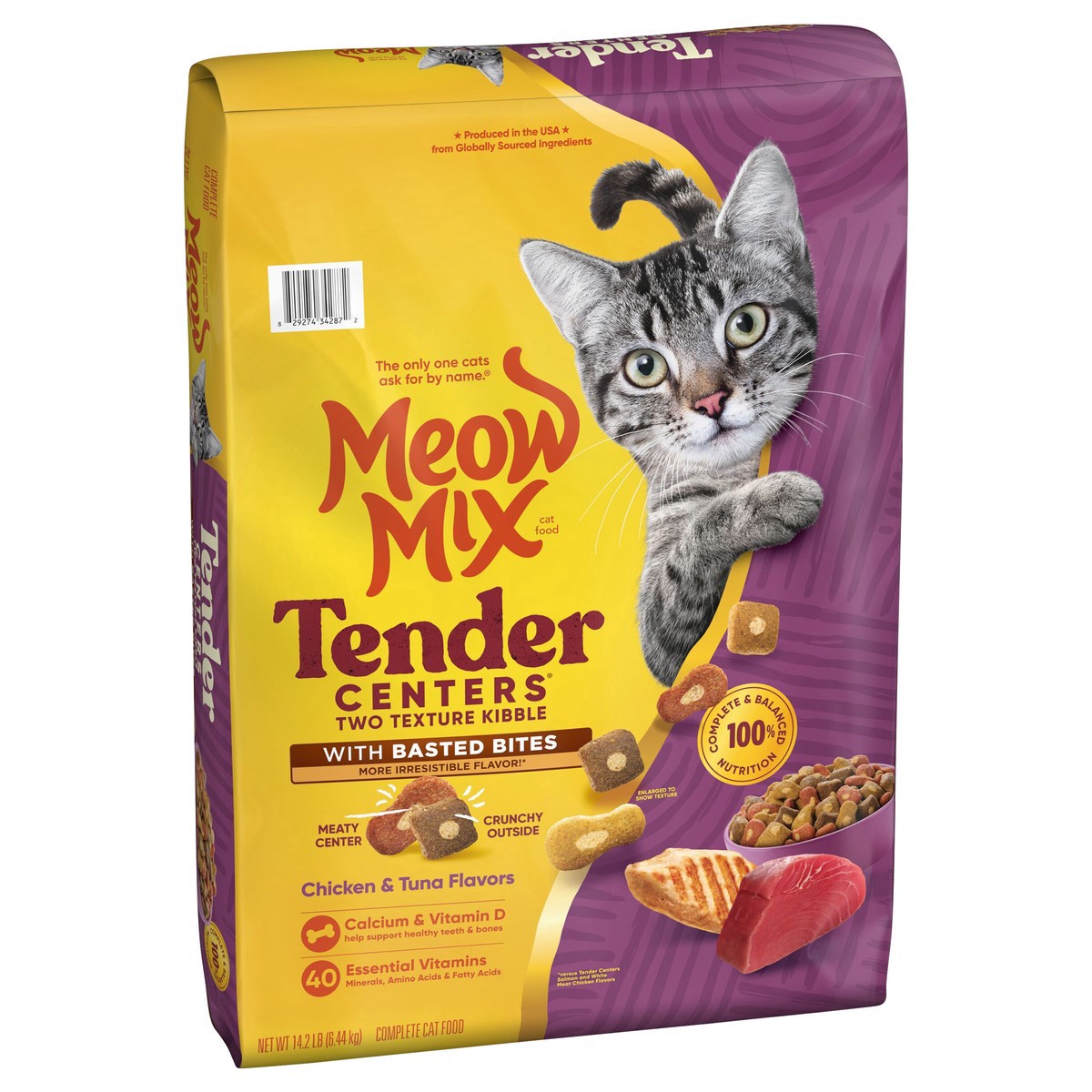 slide 10 of 14, Meow Mix Tender Centers with Basted Bites Chicken and Tuna 14.2 lb, 13.5 lb