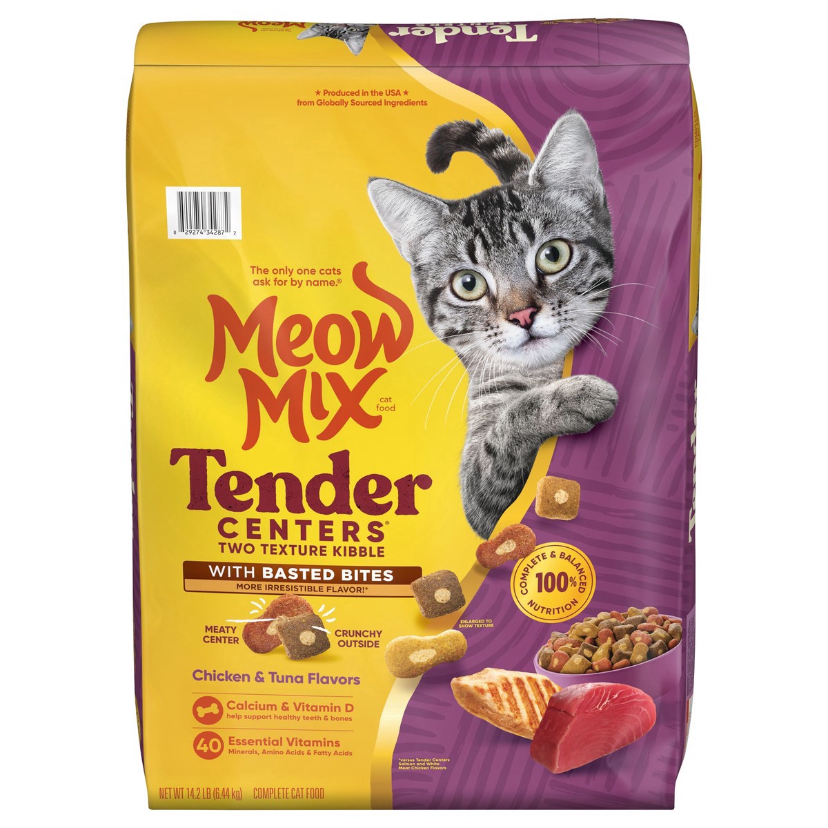 slide 8 of 14, Meow Mix Tender Centers with Basted Bites Chicken and Tuna 14.2 lb, 13.5 lb