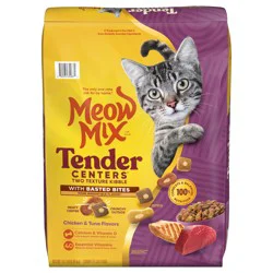 Meow Mix Tender Centers Dry Cat Food with Basted Bites, Chicken & Tuna Flavors, 14.2 lb