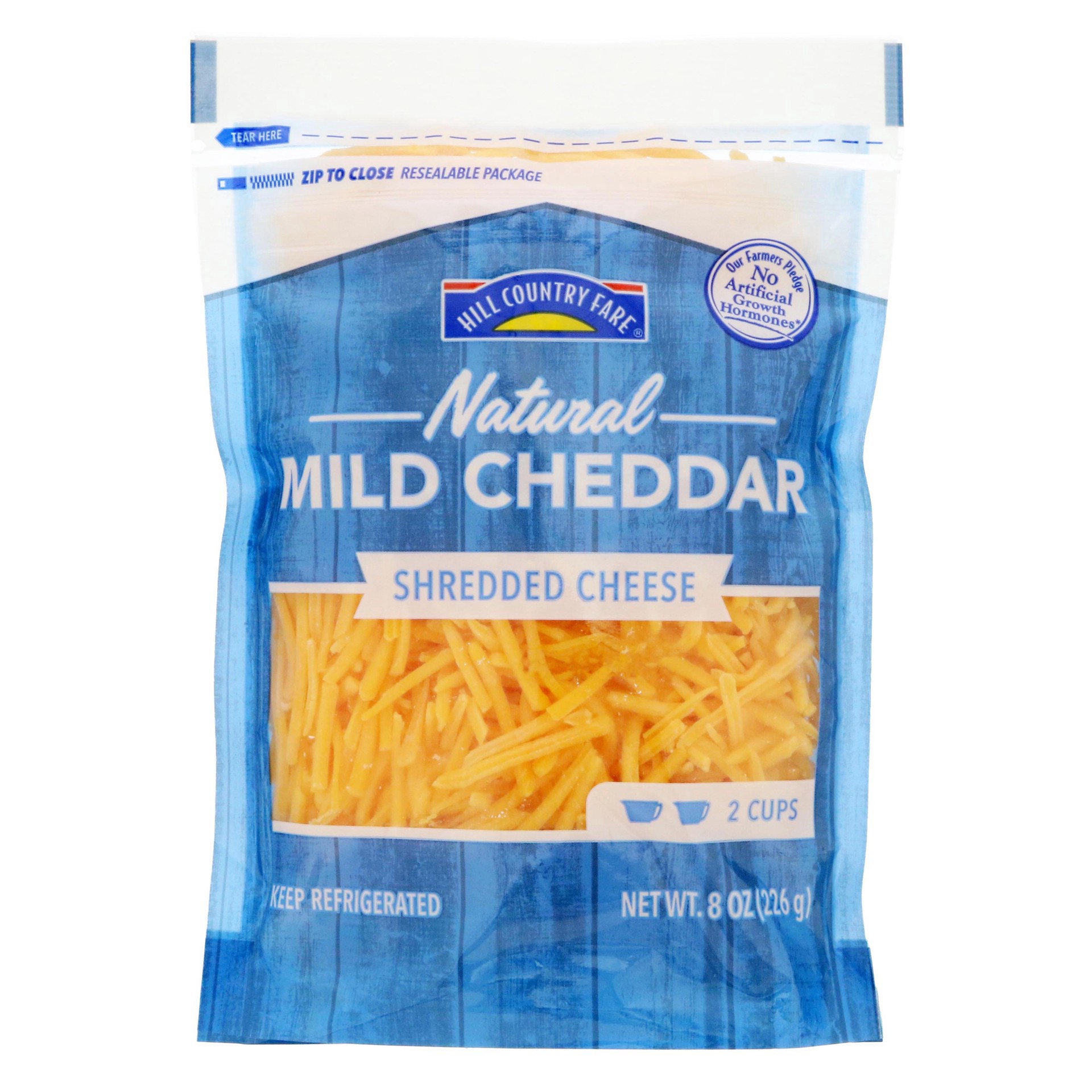 slide 1 of 1, Hill Country Fare Shredded Cheddar Cheese, 8 oz