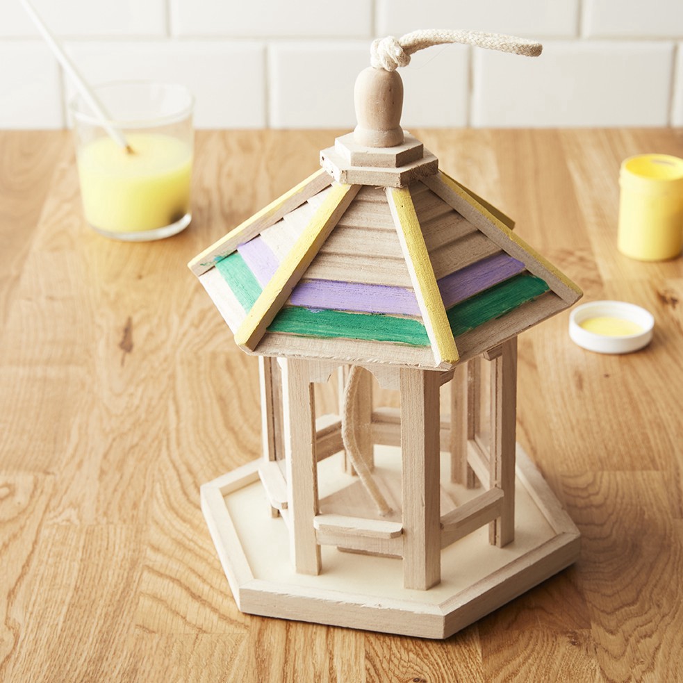 slide 2 of 3, 10" Wood Gazebo Bird Feeder By Make Market, 7.9 in x 6.9 in x 10.2 in