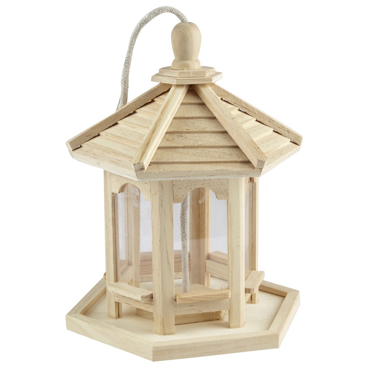 slide 3 of 3, 10" Wood Gazebo Bird Feeder By Make Market, 7.9 in x 6.9 in x 10.2 in