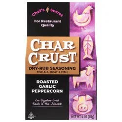 Char Crust Roasted Garlic Peppercorn Dry-Rub Seasoning for All Meat & Fish - 4 oz