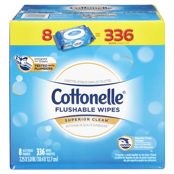 slide 1 of 1, Cottonelle Flushable Wipes, 8 ct; 42