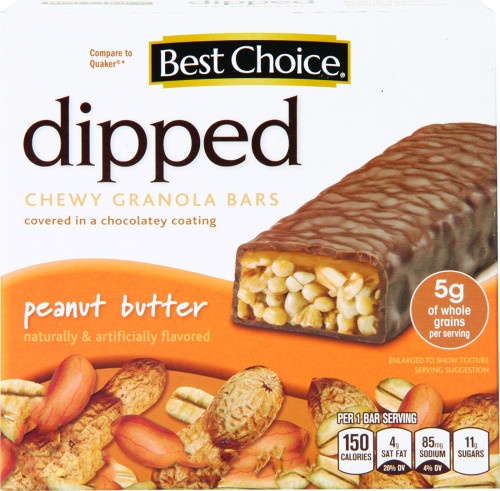 slide 1 of 1, Best Choice Dipped Peanut Butter Granola Bars, 6 ct