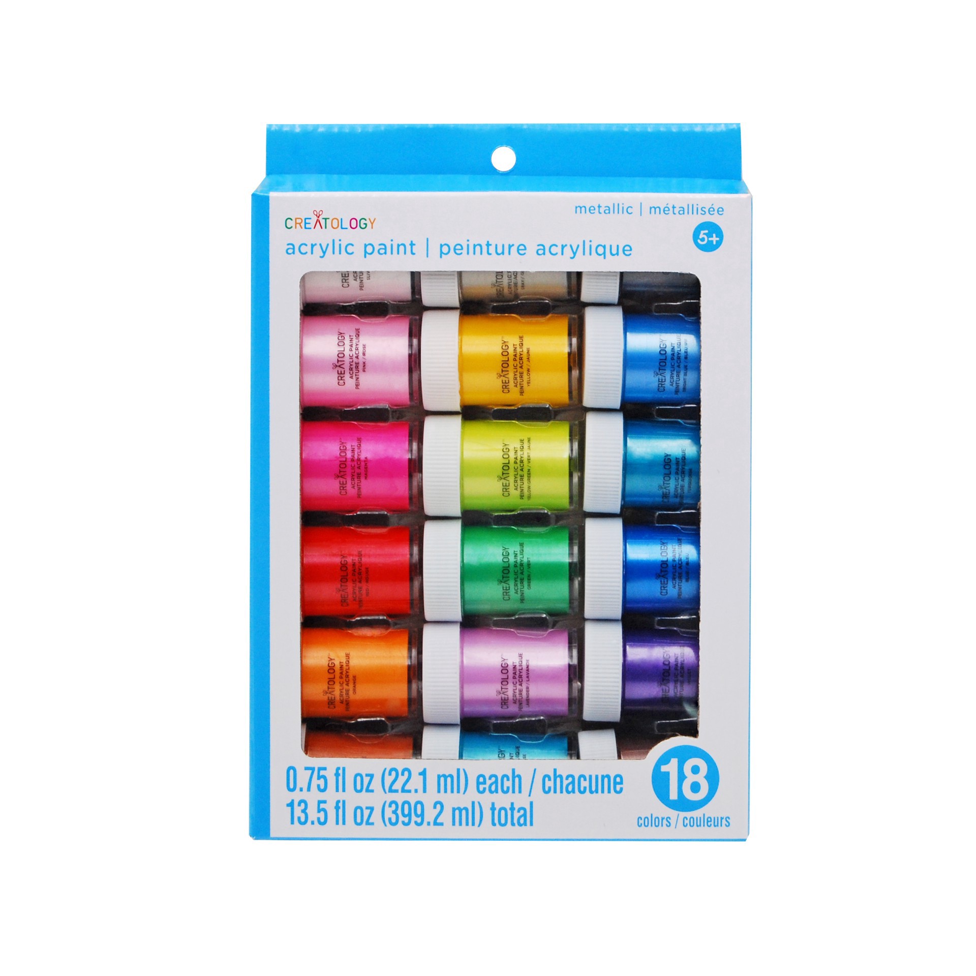 slide 4 of 4, Metallic 18 Color Acrylic Paint Set By Creatology, 0.75 fl oz