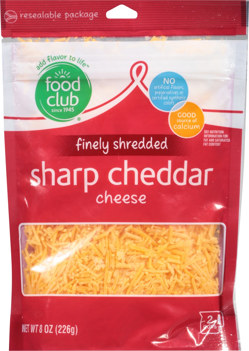 slide 9 of 11, Food Club Fine Shred Sharp Chedd, 8 oz