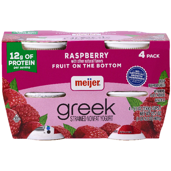 slide 1 of 1, Meijer Greek Yogurt Raspberry, 4/5.3 oz