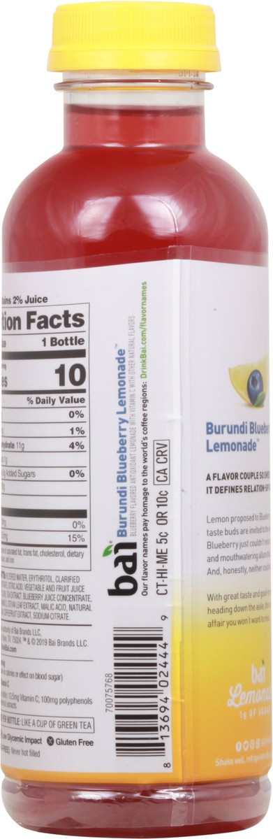 slide 6 of 9, Bai Antioxidant Burundi Blueberry Lemonade - 18 fl oz, 18 fl oz