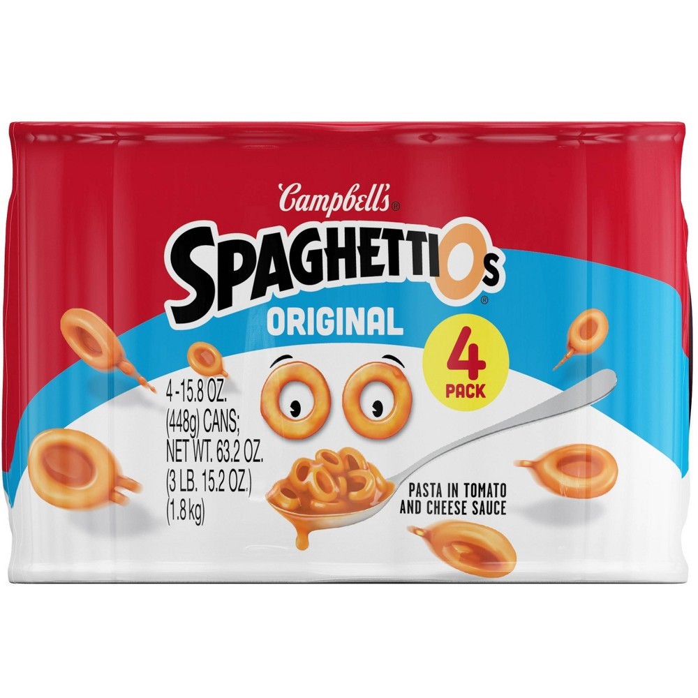 slide 5 of 7, Campbell's SpaghettiOs Original Canned Pasta, 15.8 oz Can (Pack of 4), 63.20 oz