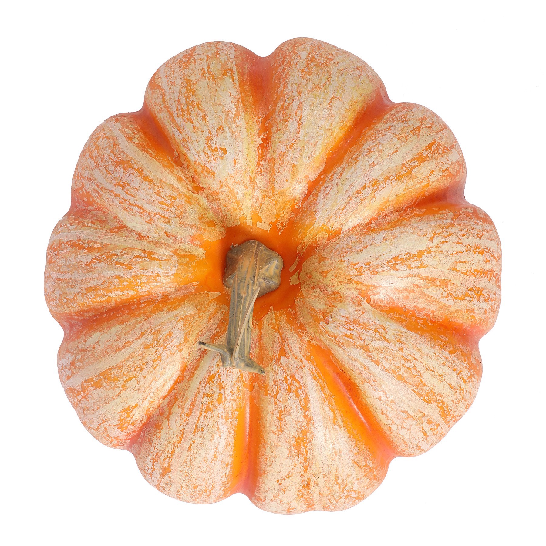 slide 2 of 2, 6.75" Orange & Cream Decorative Pumpkin By Ashland, 6.75 in x 6.75 in x 4 in