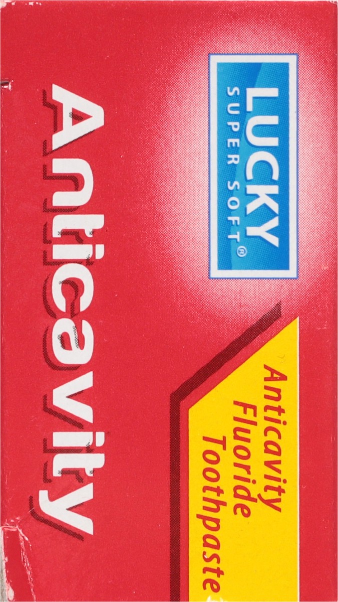 slide 7 of 14, Lucky Super Soft Anti Cavity Fluoride Toothpaste with Tooth Brush, 9 oz