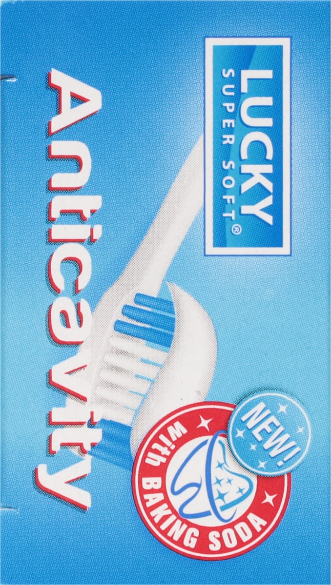 slide 12 of 14, Lucky Super Soft Anti Cavity Fluoride Toothpaste with Tooth Brush, 9 oz