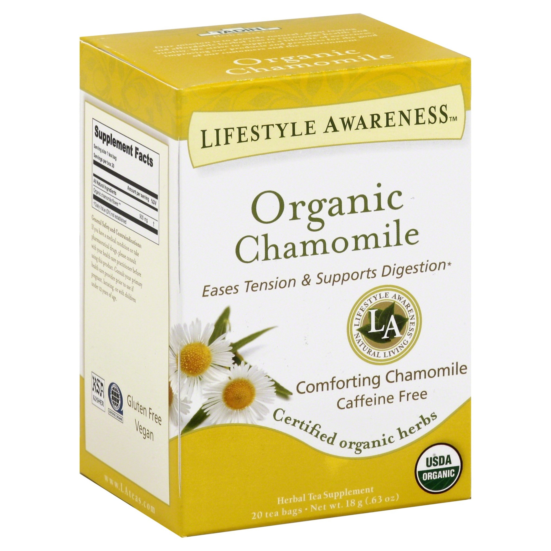 slide 1 of 4, Lifestyle Awareness Organic Chamomile Tea, 20 ct