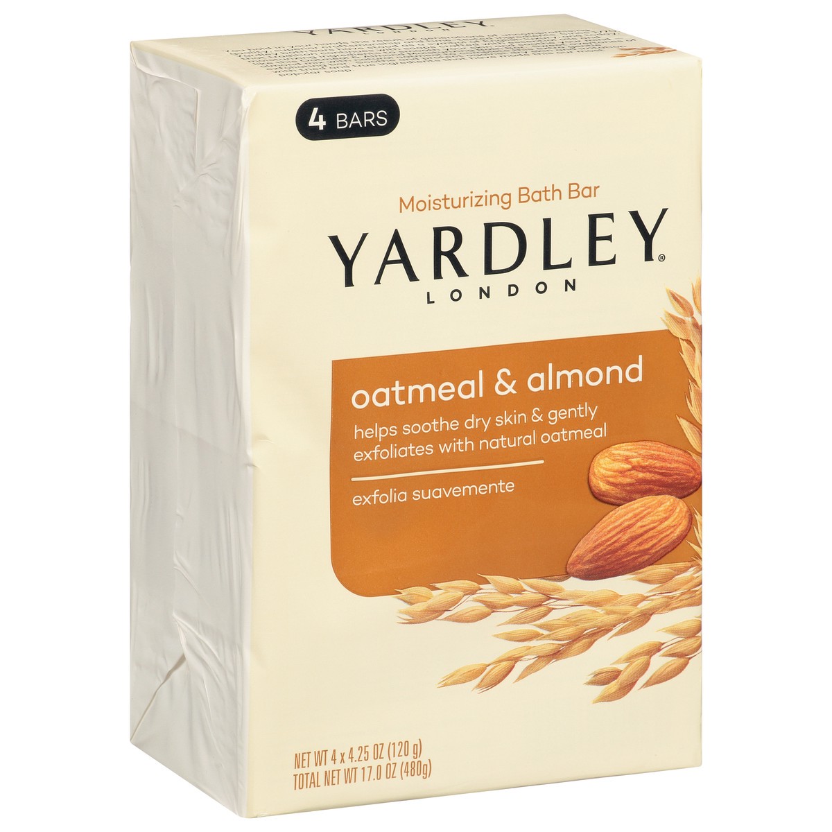 slide 2 of 9, Yardley London Nourishing Bath Soap Bar Oatmeal & Almond, Helps Soothe Dry Skin & Gently Exfoliates with Natural Oatmeal, 4.0 oz Bath Bar, 4 Soap Bars, 4 ct; 4.25 oz
