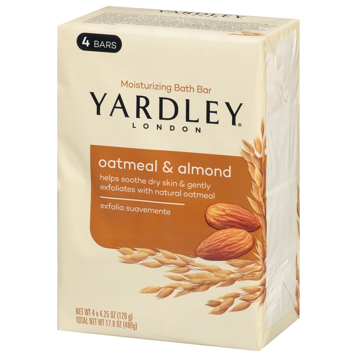 slide 3 of 9, Yardley London Nourishing Bath Soap Bar Oatmeal & Almond, Helps Soothe Dry Skin & Gently Exfoliates with Natural Oatmeal, 4.0 oz Bath Bar, 4 Soap Bars, 4 ct; 4.25 oz