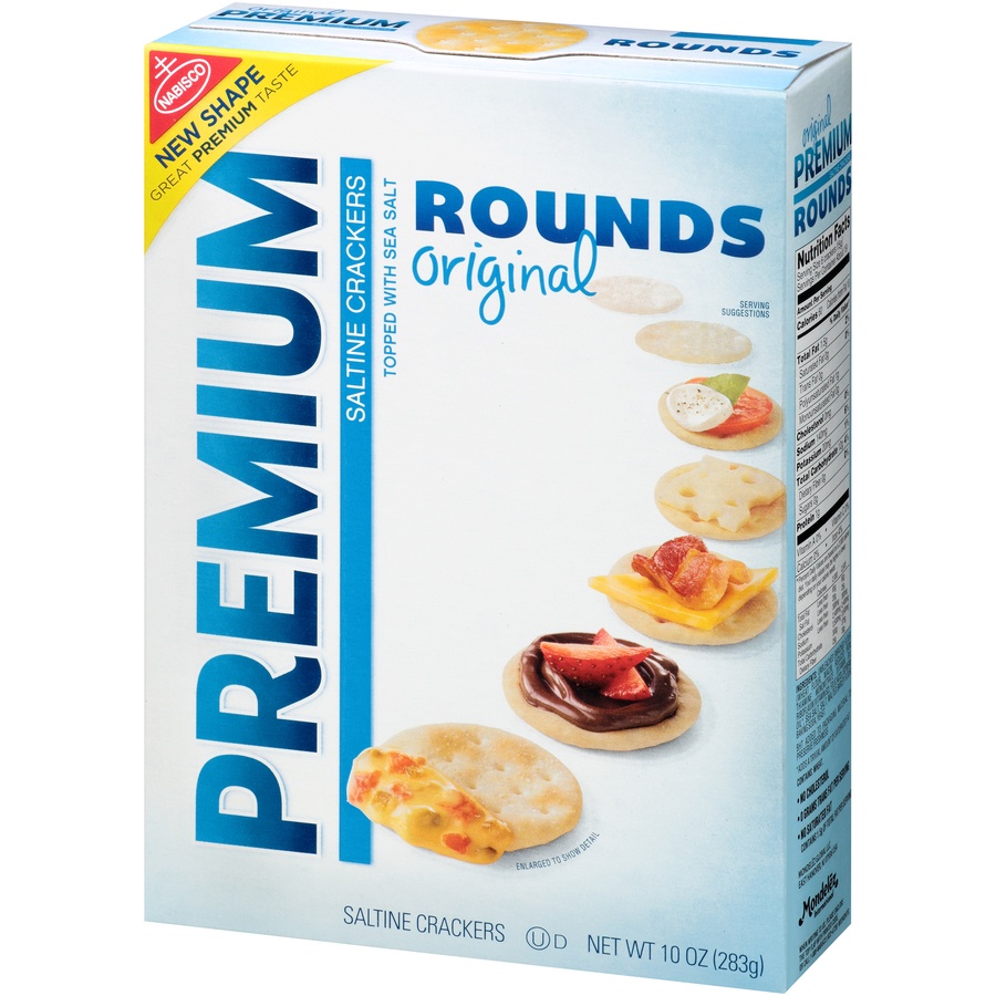 slide 3 of 3, Premium Rounds Original Saltine Crackers with Sea Salt, 10 oz