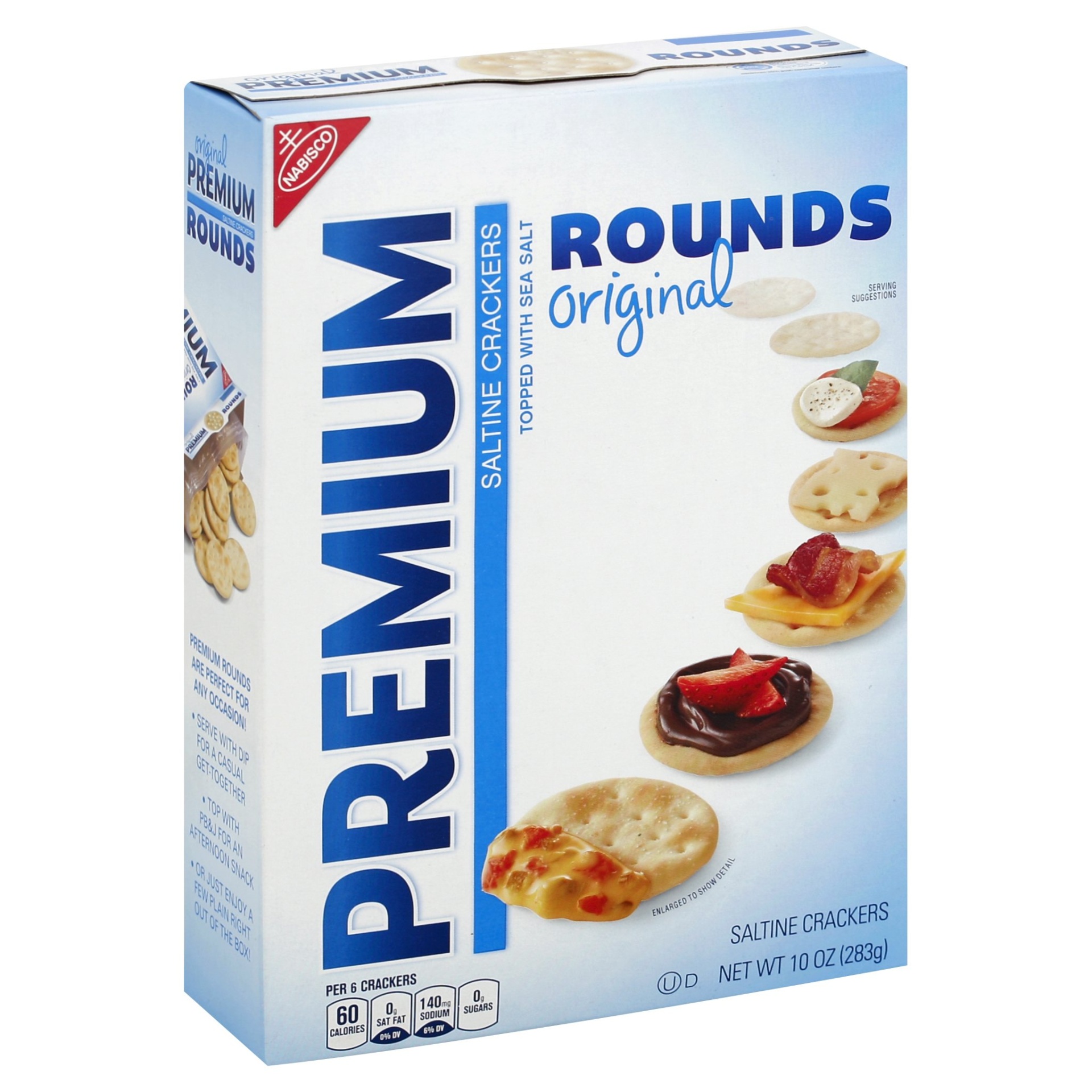 slide 1 of 3, Premium Rounds Original Saltine Crackers with Sea Salt, 10 oz