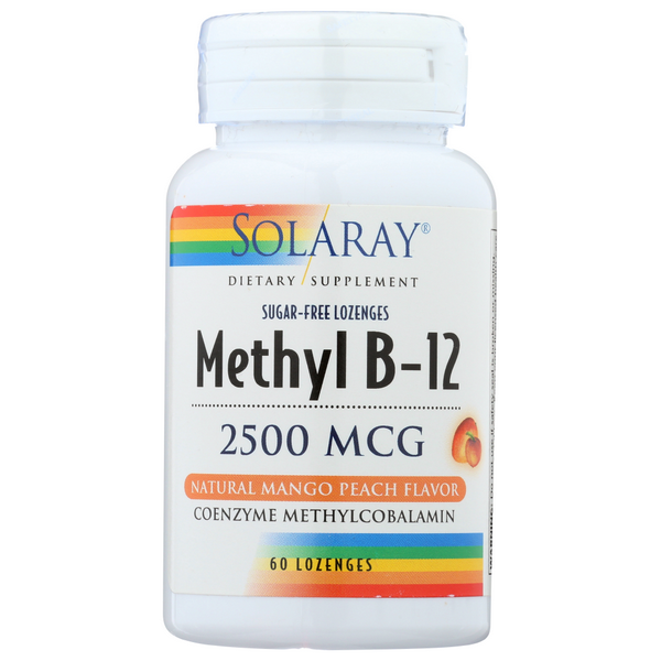 slide 1 of 1, Solaray Methyl B-12 Mango Peach Flavor, 60 ct