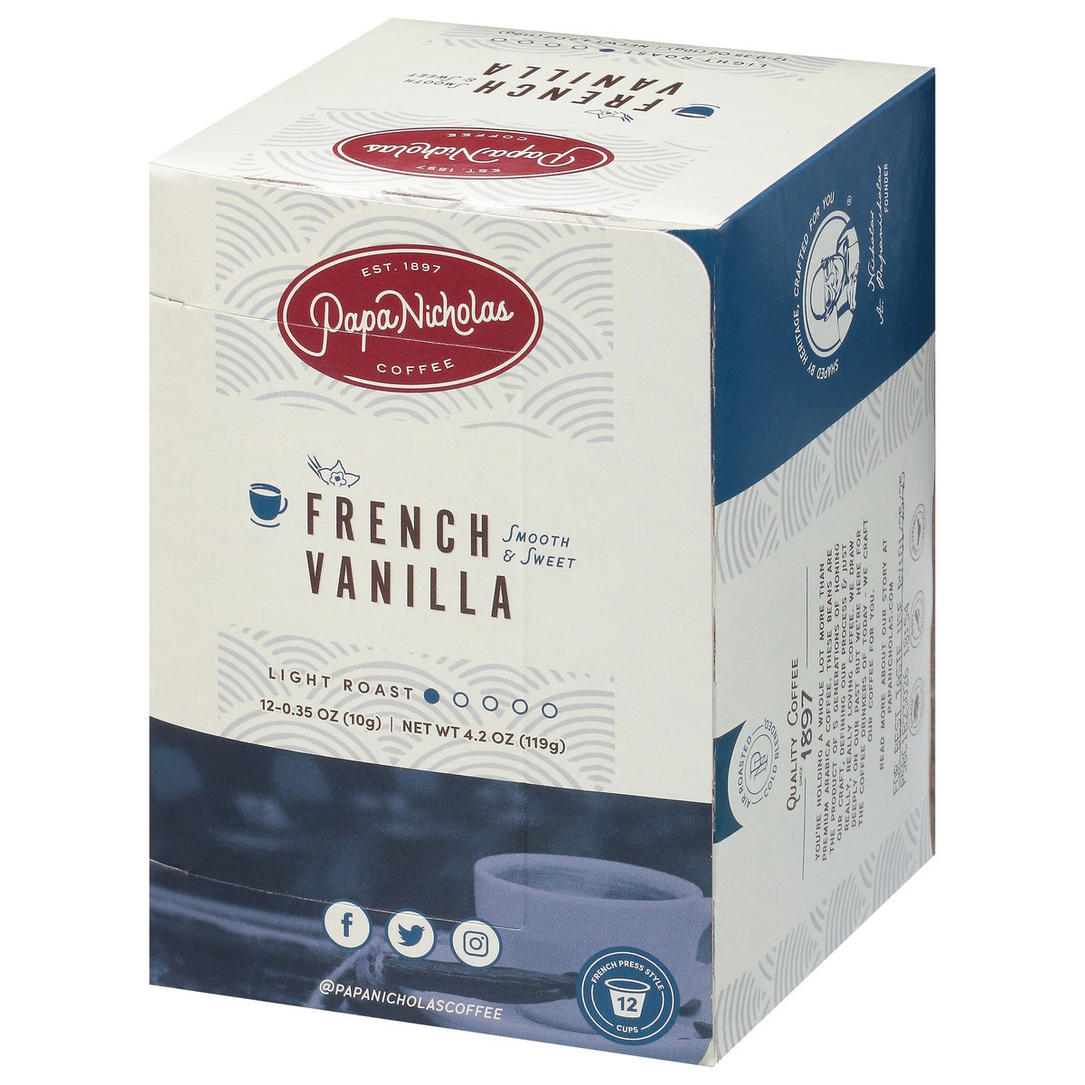 slide 6 of 10, PapaNicholas Coffee Light Roast French Vanilla Coffee 12 - 0.35 oz Cups, 12 ct