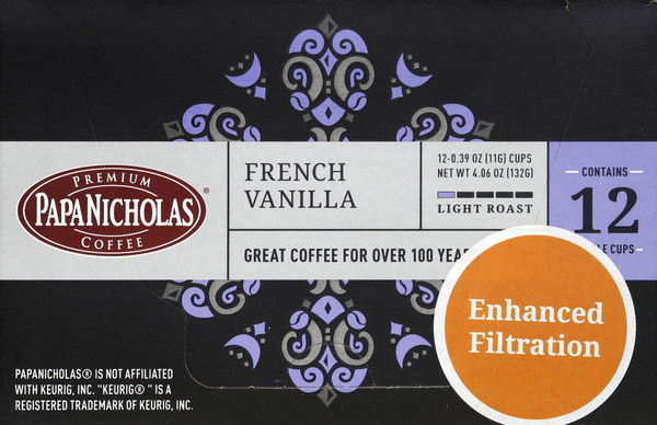 slide 1 of 1, PapaNicholas Coffee Light Roast French Vanilla Single Serve Brew Cups, 4.06 oz