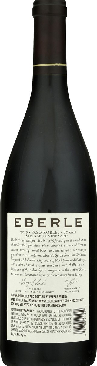 slide 6 of 9, Eberle Paso Robles Syrah, 750 ml