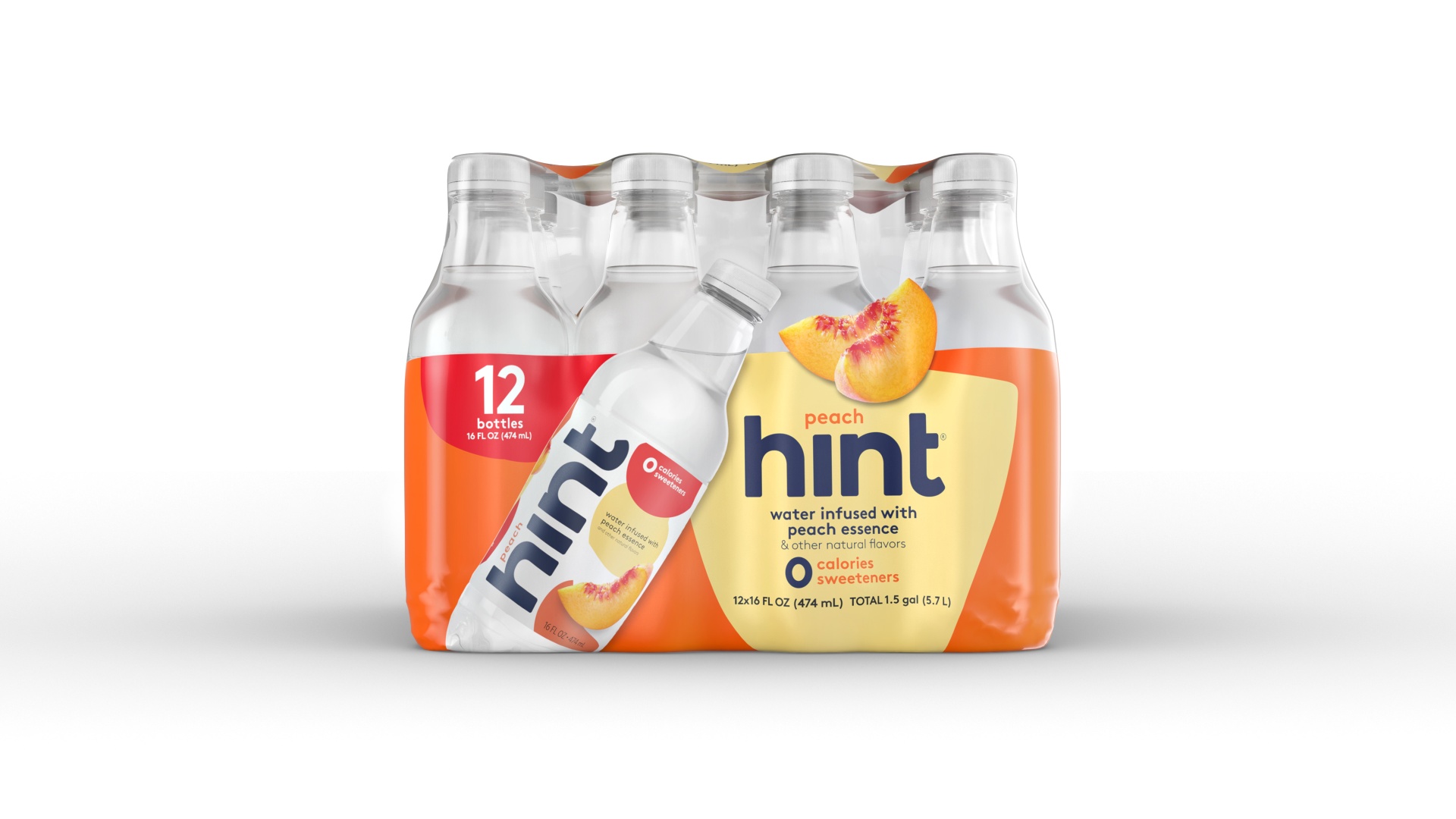 slide 1 of 1, hint Peach Flavored Water, 12 ct; 16 fl oz