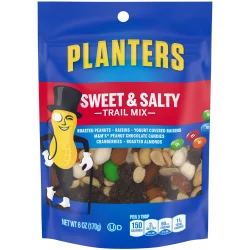 Planters Sweet & Salty Trail Mix with Roasted Peanuts, Raisins, Yogurt Raisins, M&M Peanutdies, Cranberries & Roasted Almonds