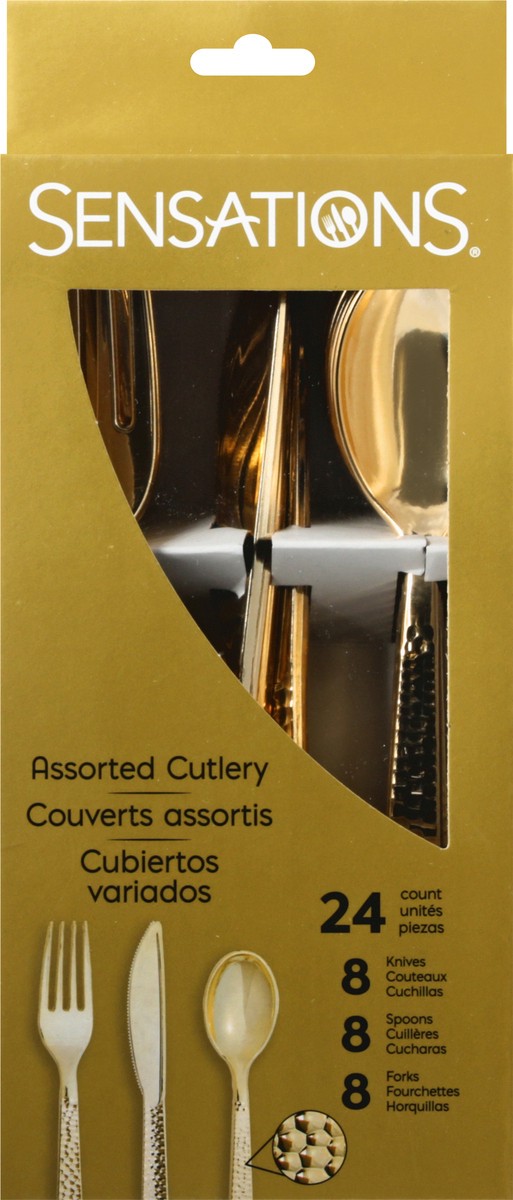 slide 4 of 11, Sensations Assorted Cutlery Gold Hammered, 24 ct