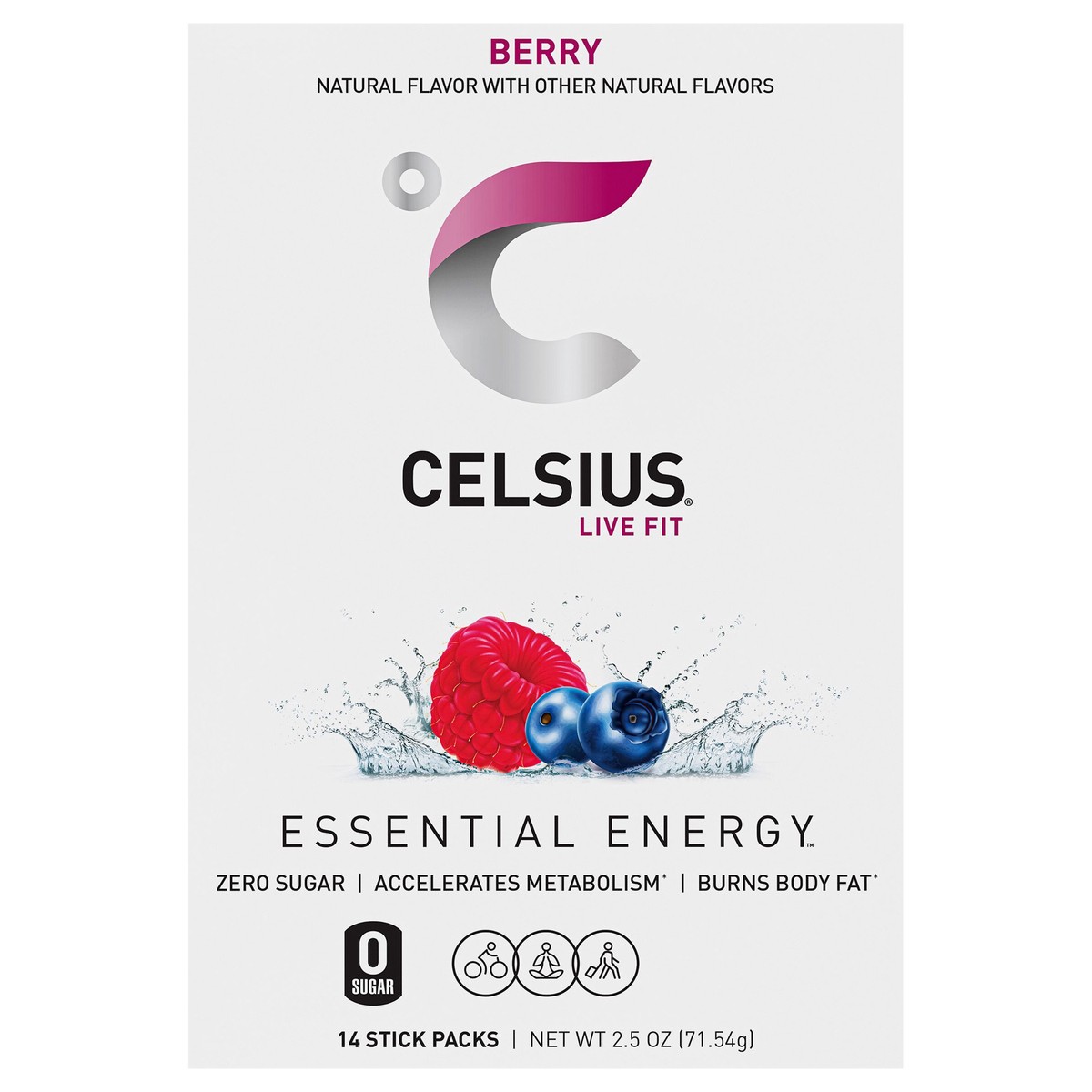 slide 1 of 36, CELSIUS On The Go Energy Drink Mix, Berry (14 Stick Pack), 14 ct