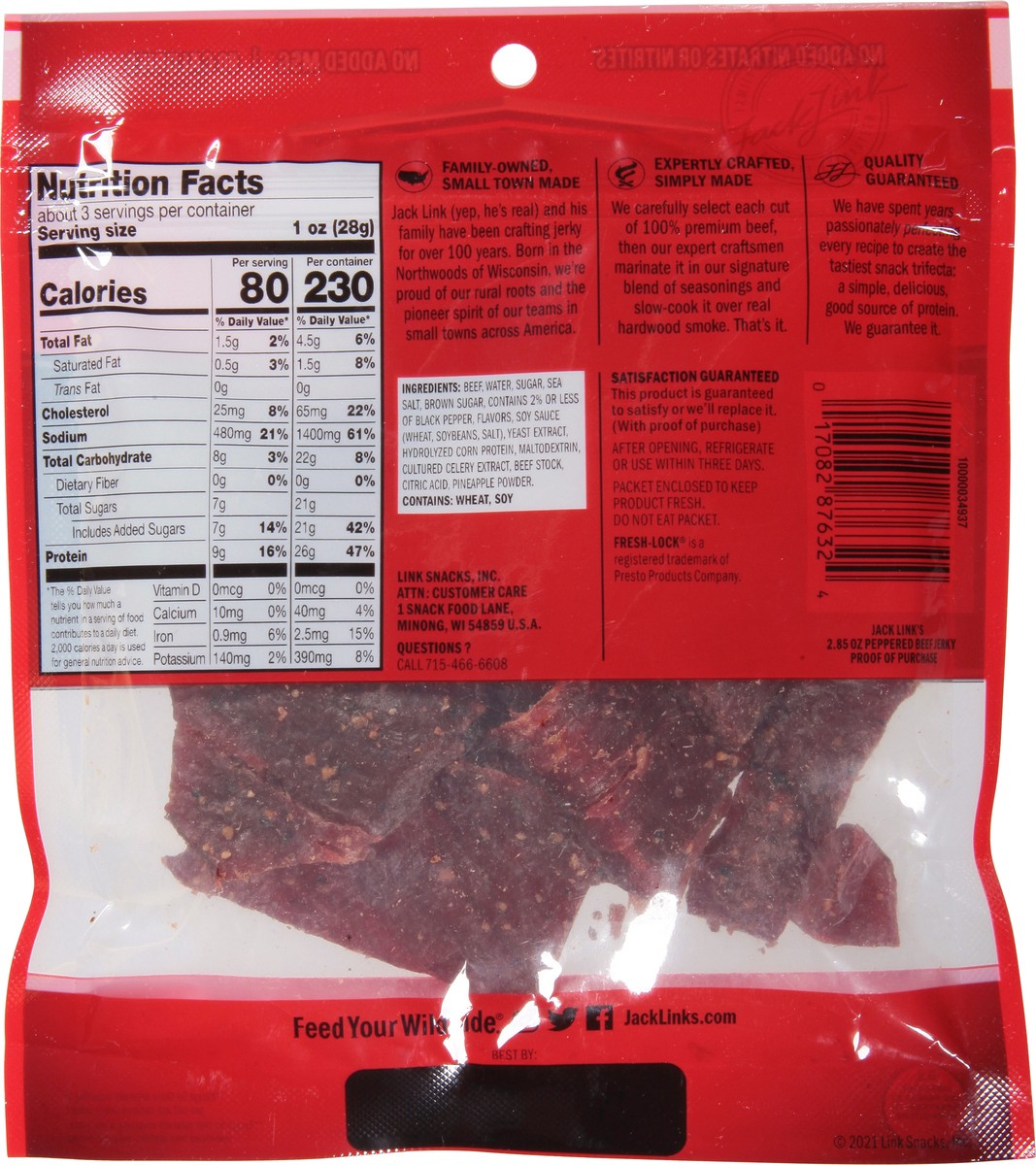 slide 2 of 9, Jack Link's Peppered Beef Jerky 2.85 oz, 2.85 oz