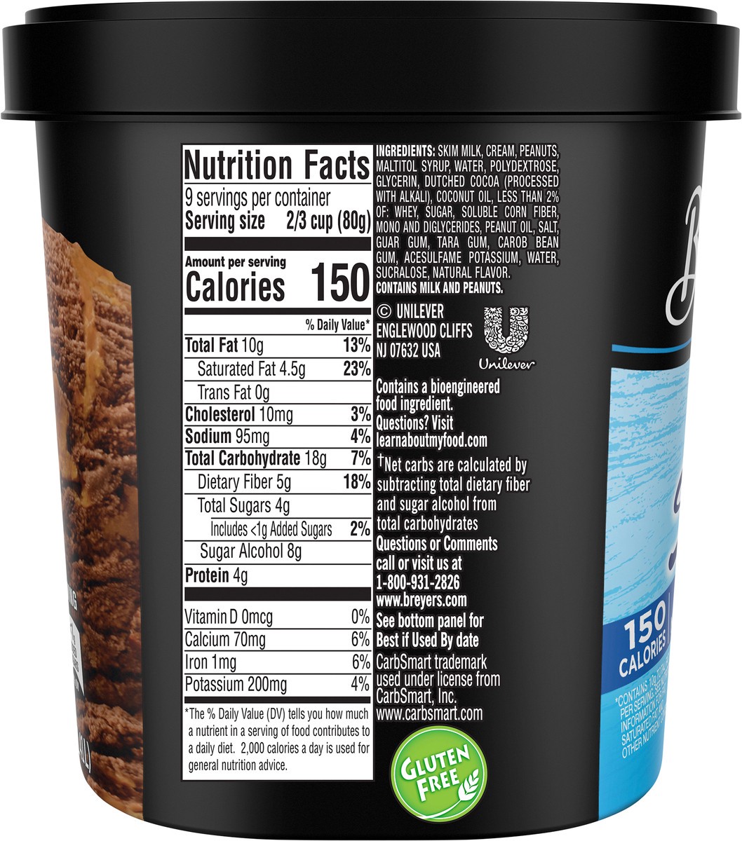 slide 10 of 10, Breyers Carb Smart Chocolate Peanut Butter Frozen Dairy Dessert 1.5 qt, 1.5 qt