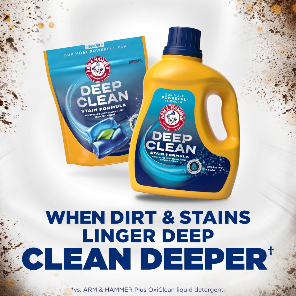 slide 4 of 6, ARM & HAMMER Deep Clean Stain Formula, Liquid Laundry Detergent, 102 fl oz, 68 Loads, 102 fl oz