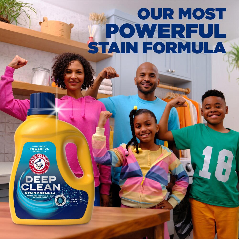 slide 6 of 6, ARM & HAMMER Deep Clean Stain Formula, Liquid Laundry Detergent, 102 fl oz, 68 Loads, 102 fl oz