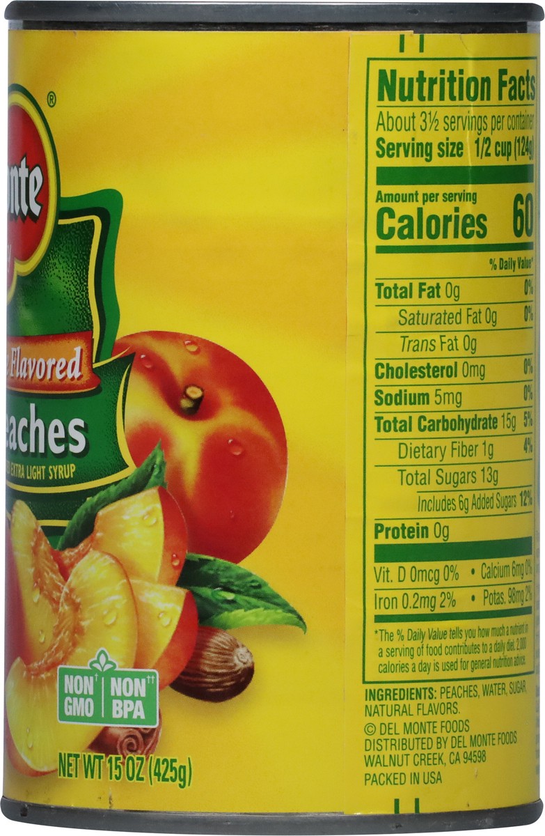 slide 6 of 9, Del Monte Harvest Spice Flavored Sliced Peaches in Naturally Flavored Extra Light Syrup 15 oz, 15 oz