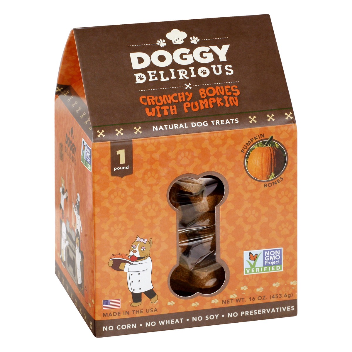 slide 2 of 9, Doggy Delirious Pumpkin Bones Dog Treats 16 oz, 16 oz